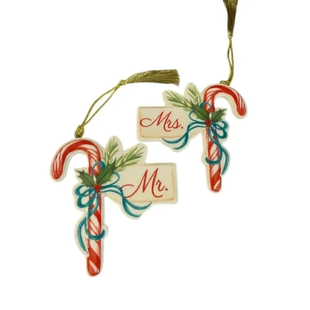 Lenox Mr. & Mrs. 2-pc porcelain candy cane ornament set